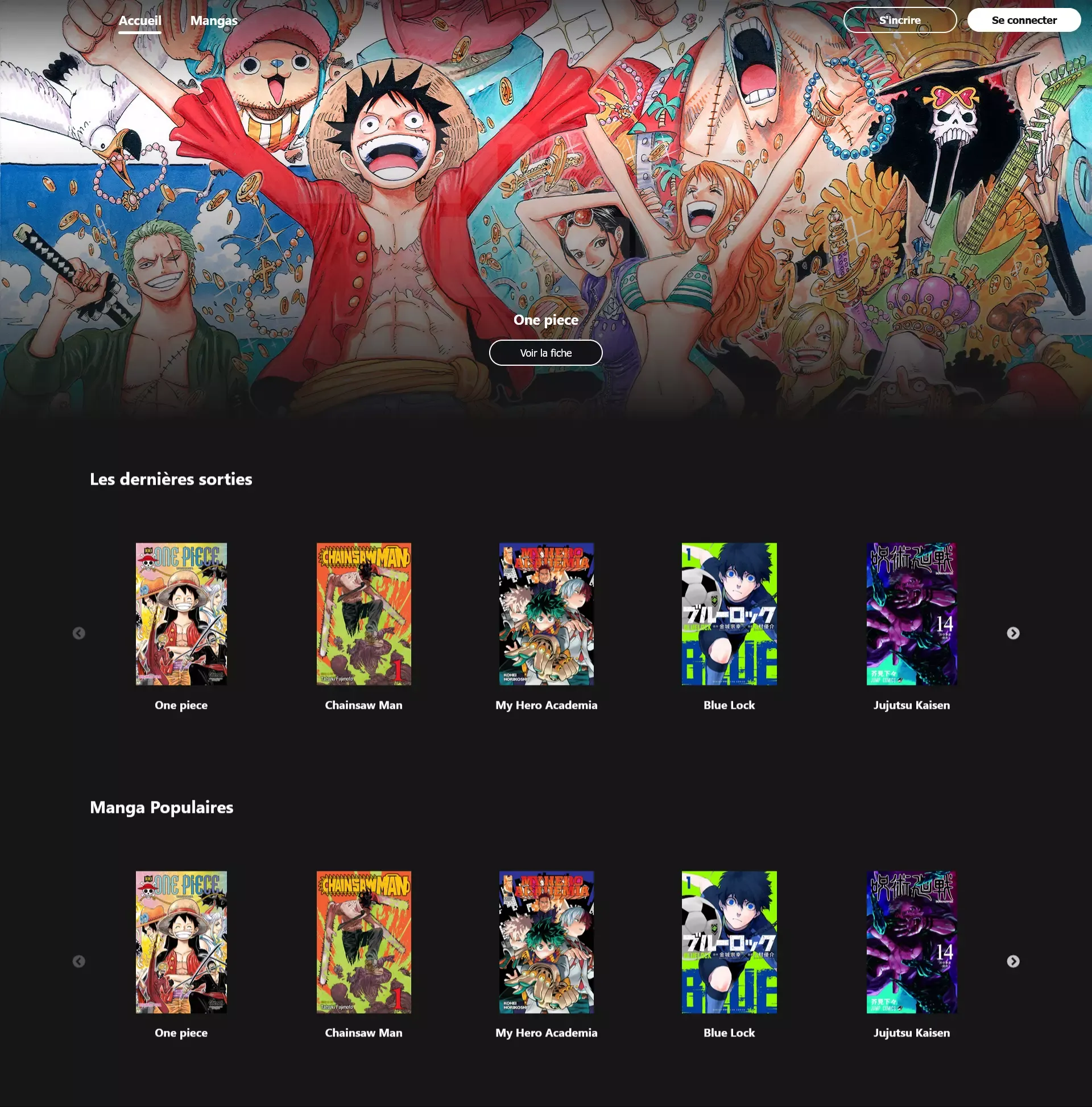 Capture d'écran du projet Manga Scan