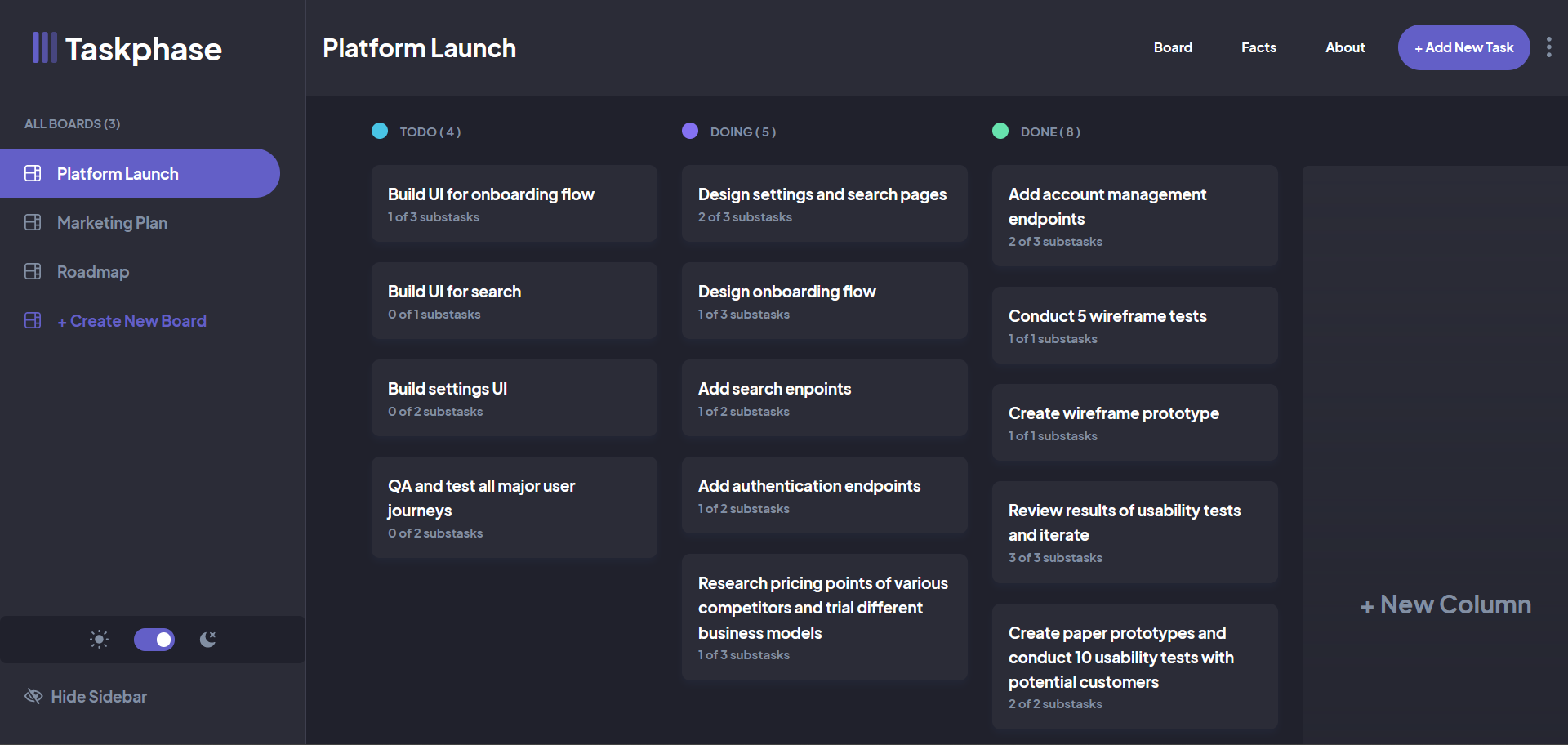 Capture du projet Taskphase